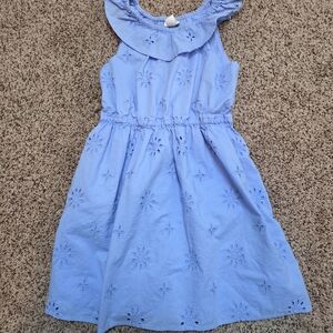 Crewcuts Size 7 Light Blue Kids Dress with Embroidery